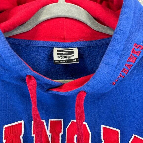 Kansas Jayhawks Hoodie Mens Medium Blue Spellout Logo NCAA Pullover VTG - Picture 6 of 11